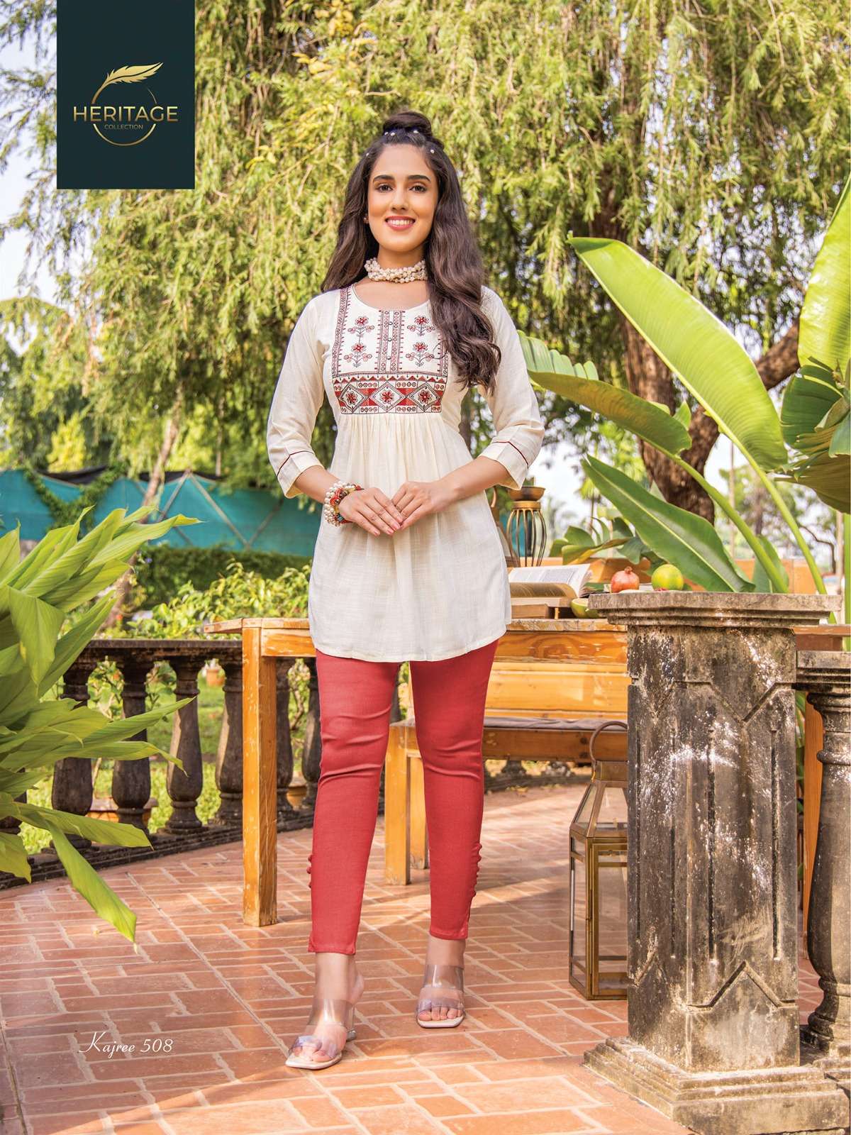 KAJREE VOL 3 RAYON SLUB DESIGNER SHORT KURTI WITH EMBROIDERY WORK BY HARITAGE BRAND 10038